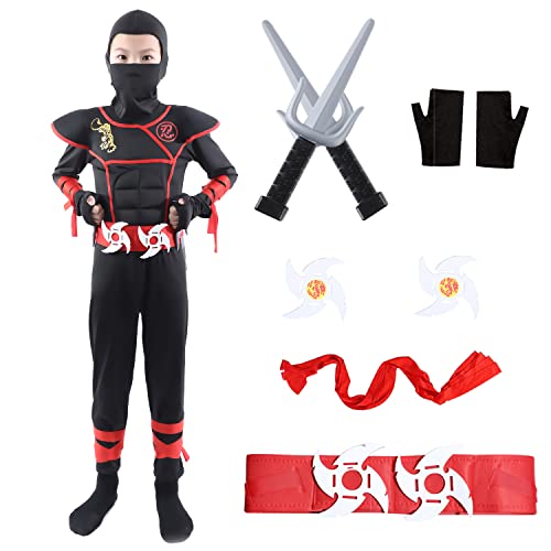 Wizland Ninja Fancy Kleid Ninja Kostüm Jungen Ninja Kostüm für Kinder Halloween Kostüm Karneval Kostüm 12-13Jahre von Wizland