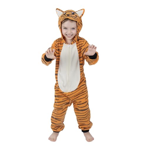 Wizland Tiger Onesie Kostüm Set, Tiger Jumpsuit mit Schwanz, Tier Kostüm Outfit für Unisex Jungen und Mädchen S 4-6 Jahre Wizland Tiger Onesie Kostüm Set, Tiger Jumpsuit mit Schwanz, Tier Kostüm Outfit für Unisex Jungen und Mädchen S 4-6 Jahre von Wizland