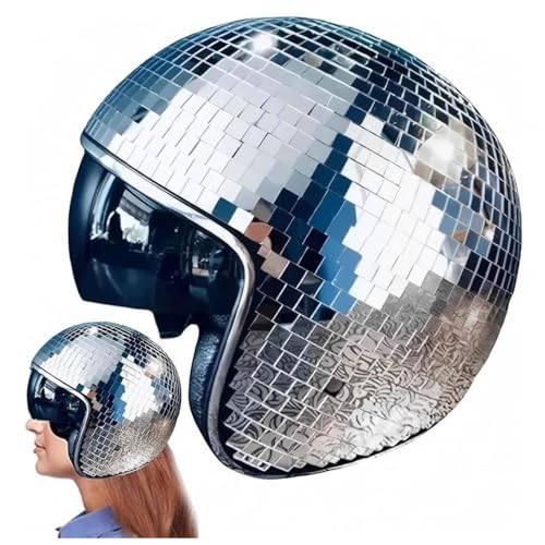 Disco Helm, Reflektierenden Design Club Helmets Mit Dem Glanz Von Glasfliesen Passen Disco Hat Hochzeiten,silver von Wizvox