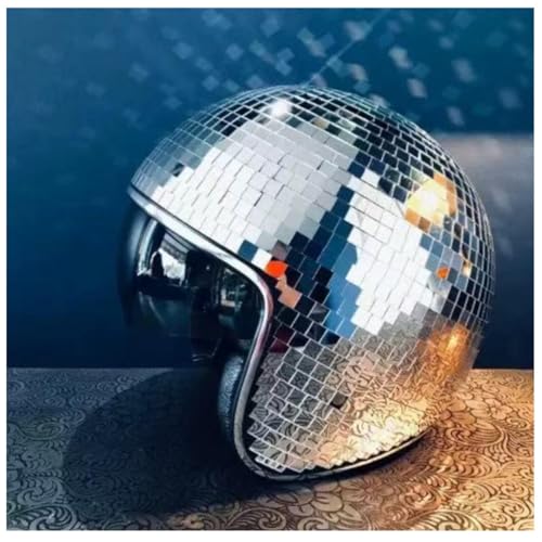 Disco Helm, Reflektierenden Design Discokugel Helm Mit Dem Glanz Von Glasfliesen Passen Disco Helmet Hochzeiten,silver von Wizvox