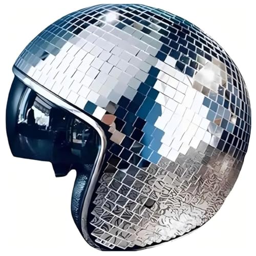 Disco Helm, Um Die Wilde Disco Ball Hats Einziehbares Sonnenschutzbrett Disco Ball Hat DJ Club,silver von Wizvox