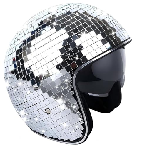 Discokugel Helm, Um Die Wilde Disco Helmet Einziehbares Sonnenschutzbrett Disco Ball Helmets Stage Bar Party,silver von Wizvox