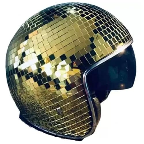 Wizvox Discokugel Helm, Um Die Wilde Disco Ball Hats Einziehbares Sonnenschutzbrett Helm Discokugel Stage Bar Party,gold von Wizvox