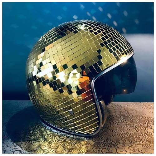 Wizvox Discokugel Hut, Reflektierenden Design Disco Helmets Einziehbares Sonnenschutzbrett Disco Ball Helmets DJ Club,gold von Wizvox