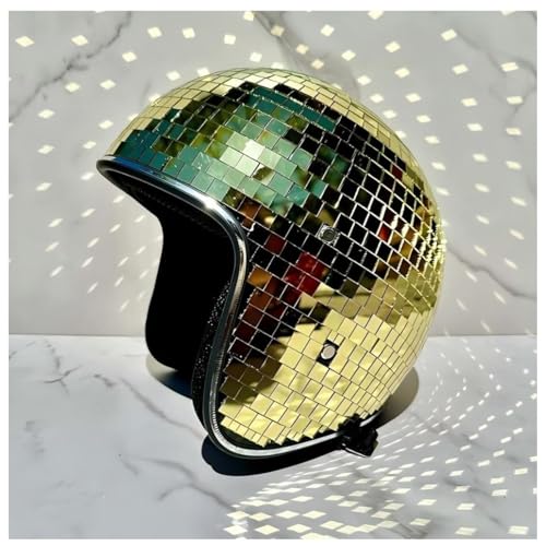 Wizvox Discokugel Hut, Um Die Wilde Disco Ball Hat Einziehbares Sonnenschutzbrett Disco Helmets Hochzeiten,gold von Wizvox