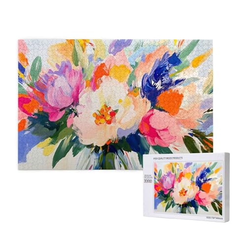 Abstrakt Puzzle 1500 Teile Erwachsene, DIY Blume Puzzle Design für Erwachsene und Kinder ab 5 Jahren, HD Farbe Puzzel mit Geschenkbox Verpackung for Zimmer Deko Wohnzimmer, Geschenke für Frauen -1105 von Wjffnzbz