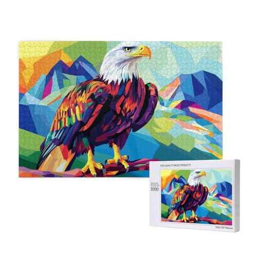 Adler Puzzle 1500 Teile Erwachsene, 5D DIY Kunst Puzzle Design für Erwachsene und Kinder ab 5 Jahren, HD Farbe Puzzel mit Geschenkbox Verpackung for Zimmer Deko Wohnzimmer, Geschenke für Frauen -1070 von Wjffnzbz