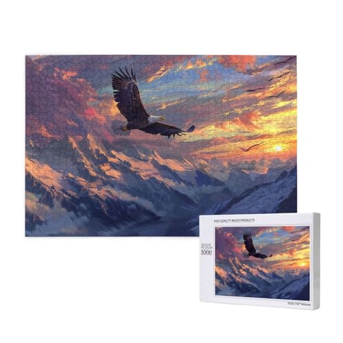 Adler Puzzle 1500 Teile Erwachsene, Sonnenuntergang Puzzle Design für Erwachsene und Kinder ab 5 Jahren, Farbe Puzzel mit Geschenkbox Verpackung for Zimmer Deko Wohnzimmer, Geschenke für Frauen -900 von Wjffnzbz