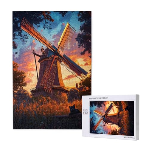 Architektur Puzzle 300 Teile Erwachsene, Windmühle Puzzle Design für Erwachsene und Kinder ab 5 Jahren, Farbe Puzzel mit Geschenkbox Verpackung for Zimmer Deko Wohnzimmer, Geschenke für Frauen -5382 von Wjffnzbz