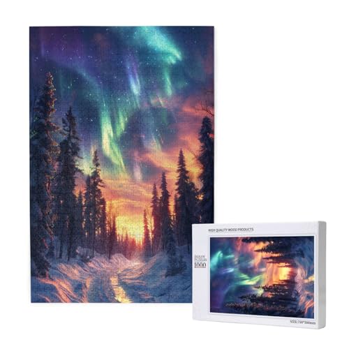 Aurora Puzzle 300 Teile Erwachsene, Schneeszene Puzzle Design für Erwachsene und Kinder ab 5 Jahren, HD Farbe Puzzel mit Geschenkbox Verpackung for Zimmer Deko Wohnzimmer, Geschenke für Frauen -7637 von Wjffnzbz