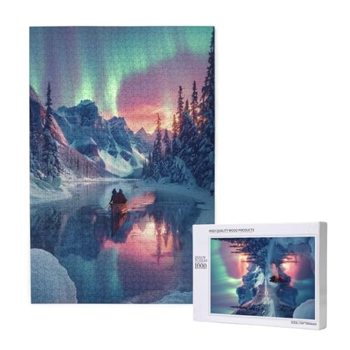 Aurora Puzzle 500 Teile Erwachsene, Schneeszene Puzzle Design für Erwachsene und Kinder ab 5 Jahren, HD Farbe Puzzel mit Geschenkbox Verpackung for Zimmer Deko Wohnzimmer, Geschenke für Frauen -7368 von Wjffnzbz