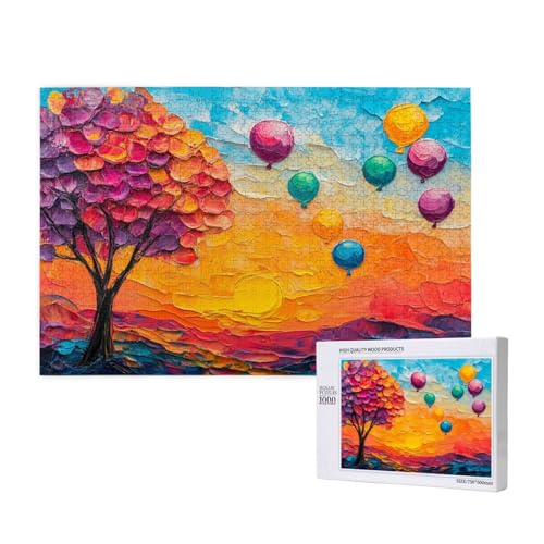 Baum Puzzle 1000 Teile Erwachsene, 5D DIY Ballon Puzzle Design für Erwachsene und Kinder ab 5 Jahren, HD Farbe Puzzel mit Geschenkbox Verpackung for Zimmer Deko Wohnzimmer, Geschenke für Frauen -1144 von Wjffnzbz