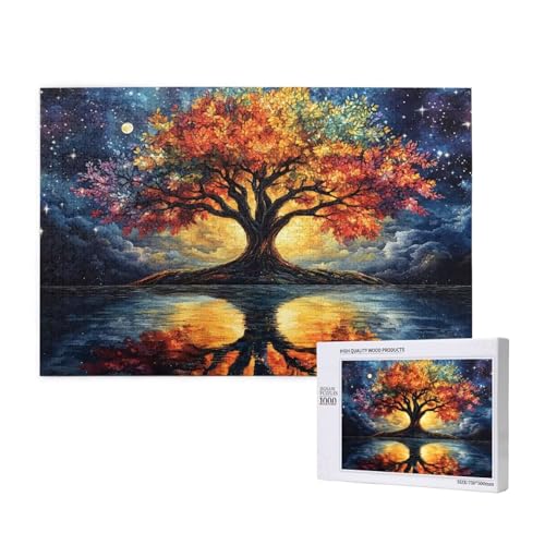 Baum Puzzle 1000 Teile Erwachsene, 5D DIY Fantasie Puzzle Design für Erwachsene und Kinder ab 5 Jahren, HD Farbe Puzzel mit Geschenkbox Verpackung for Zimmer Deko Wohnzimmer, Geschenke für Frauen -349 von Wjffnzbz