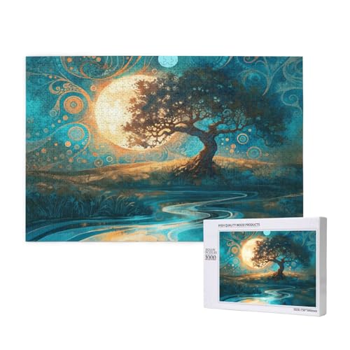 Baum Puzzle 1000 Teile Erwachsene, DIY Mond Puzzle Design für Erwachsene und Kinder ab 5 Jahren, HD Farbe Puzzel mit Geschenkbox Verpackung for Wand Zimmer Deko Wohnzimmer, Geschenke für Frauen -3544 von Wjffnzbz