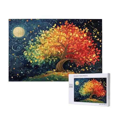 Baum Puzzle 1000 Teile Erwachsene, Sternenhimmel Puzzle Design für Erwachsene und Kinder ab 5 Jahren, HD Farbe Puzzel mit Geschenkbox Verpackung for Zimmer Deko Wohnzimmer, Geschenke für Frauen -3649 von Wjffnzbz