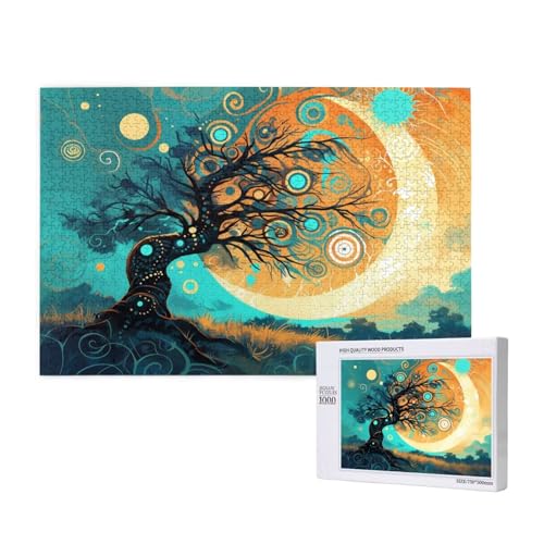 Baum Puzzle 1500 Teile Erwachsene, DIY Mond Puzzle Design für Erwachsene und Kinder ab 5 Jahren, HD Farbe Puzzel mit Geschenkbox Verpackung for Wand Zimmer Deko Wohnzimmer, Geschenke für Frauen -3550 von Wjffnzbz