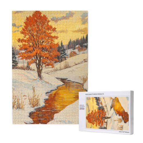 Baum Puzzle 300 Teile Erwachsene, DIY Schneeszene Puzzle Design für Erwachsene und Kinder ab 5 Jahren, HD Farbe Puzzel mit Geschenkbox Verpackung for Zimmer Deko Wohnzimmer, Geschenke für Frauen -5687 von Wjffnzbz