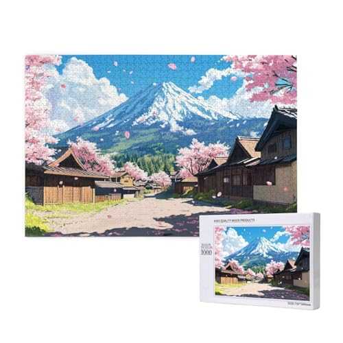 Berg Fuji Puzzle 1500 Teile Erwachsene, DIY Kirschblüten Puzzle Design für Erwachsene und Kinder ab 5 Jahren, Puzzel mit Geschenkbox Verpackung for Zimmer Deko Wohnzimmer, Geschenke für Frauen -3730 von Wjffnzbz