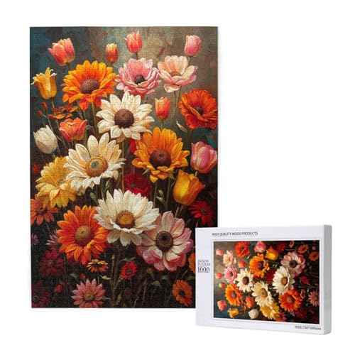 Blume Puzzle 1000 Teile Erwachsene, 5D DIY Farbe Puzzle Design für Erwachsene und Kinder ab 5 Jahren, HD Farbe Puzzel mit Geschenkbox Verpackung for Zimmer Deko Wohnzimmer, Geschenke für Frauen -7689 von Wjffnzbz