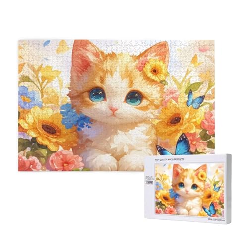 Blume Puzzle 1000 Teile Erwachsene, 5D DIY Katze Puzzle Design für Erwachsene und Kinder ab 5 Jahren, HD Farbe Puzzel mit Geschenkbox Verpackung for Zimmer Deko Wohnzimmer, Geschenke für Frauen -679 von Wjffnzbz