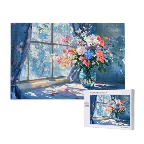 Blume Puzzle 1000 Teile Erwachsene, 5D DIY Kunst Puzzle Design für Erwachsene und Kinder ab 5 Jahren, HD Farbe Puzzel mit Geschenkbox Verpackung for Zimmer Deko Wohnzimmer, Geschenke für Frauen -3039 von Wjffnzbz