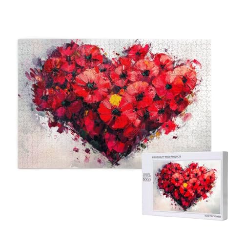 Blume Puzzle 1000 Teile Erwachsene, 5D DIY Liebe Puzzle Design für Erwachsene und Kinder ab 5 Jahren, HD Farbe Puzzel mit Geschenkbox Verpackung for Zimmer Deko Wohnzimmer, Geschenke für Frauen -2454 von Wjffnzbz