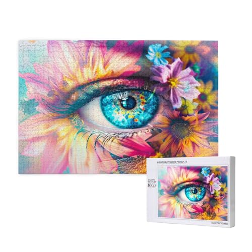 Blume Puzzle 1000 Teile Erwachsene, DIY Auge Puzzle Design für Erwachsene und Kinder ab 5 Jahren, HD Farbe Puzzel mit Geschenkbox Verpackung for Wand Zimmer Deko Wohnzimmer, Geschenke für Frauen -24 von Wjffnzbz