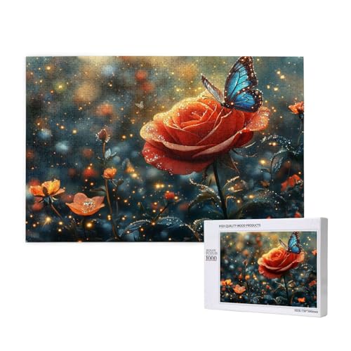 Blume Puzzle 1000 Teile Erwachsene, DIY Schmetterling Puzzle Design für Erwachsene und Kinder ab 5 Jahren, Farbe Puzzel mit Geschenkbox Verpackung for Zimmer Deko Wohnzimmer, Geschenke für Frauen -189 von Wjffnzbz