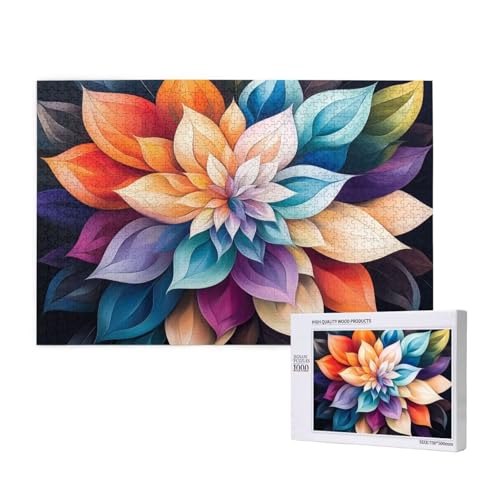 Blume Puzzle 1500 Teile Erwachsene, DIY Abstrakt Puzzle Design für Erwachsene und Kinder ab 5 Jahren, HD Farbe Puzzel mit Geschenkbox Verpackung for Zimmer Deko Wohnzimmer, Geschenke für Frauen -1875 von Wjffnzbz