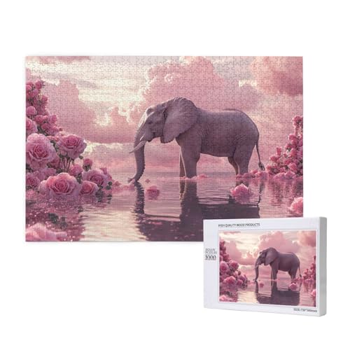 Blume Puzzle 1500 Teile Erwachsene, DIY Elefant Puzzle Design für Erwachsene und Kinder ab 5 Jahren, HD Farbe Puzzel mit Geschenkbox Verpackung for Zimmer Deko Wohnzimmer, Geschenke für Frauen -1060 von Wjffnzbz