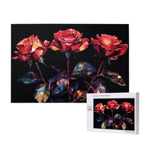 Blume Puzzle 1500 Teile Erwachsene, DIY Rot Puzzle Design für Erwachsene und Kinder ab 5 Jahren, HD Farbe Puzzel mit Geschenkbox Verpackung for Wand Zimmer Deko Wohnzimmer, Geschenke für Frauen -4000 von Wjffnzbz