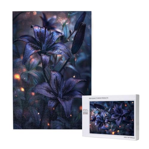 Blume Puzzle 1500 Teile Erwachsene, DIY Schwarz Puzzle Design für Erwachsene und Kinder ab 5 Jahren, HD Farbe Puzzel mit Geschenkbox Verpackung for Zimmer Deko Wohnzimmer, Geschenke für Frauen -7250 von Wjffnzbz