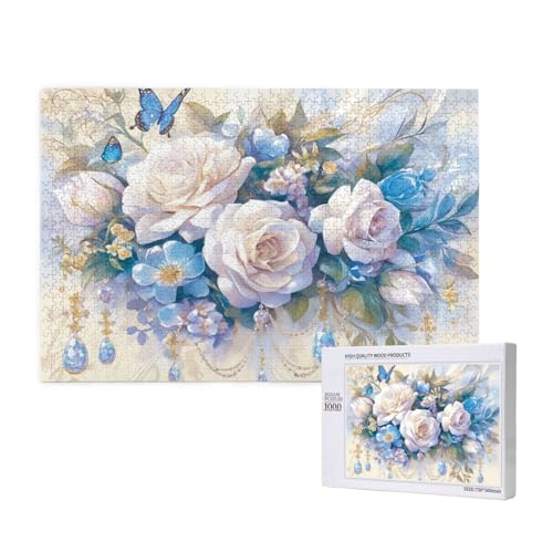 Blume Puzzle 1500 Teile Erwachsene, Schmetterling Puzzle Design für Erwachsene und Kinder ab 5 Jahren, Farbe Puzzel mit Geschenkbox Verpackung for Zimmer Deko Wohnzimmer, Geschenke für Frauen -1325 von Wjffnzbz