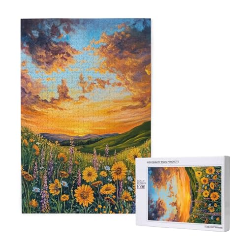 Blume Puzzle 1500 Teile Erwachsene, Sonnenuntergang Puzzle Design für Erwachsene und Kinder ab 5 Jahren, Farbe Puzzel mit Geschenkbox Verpackung for Zimmer Deko Wohnzimmer, Geschenke für Frauen -6530 von Wjffnzbz