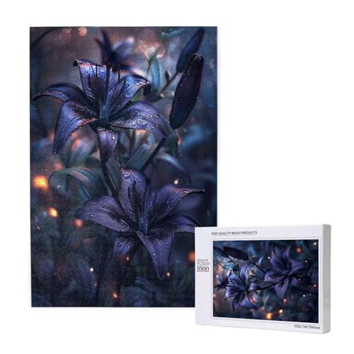 Blume Puzzle 300 Teile Erwachsene, 5D DIY Schwarz Puzzle Design für Erwachsene und Kinder ab 5 Jahren, HD Farbe Puzzel mit Geschenkbox Verpackung for Zimmer Deko Wohnzimmer, Geschenke für Frauen -7247 von Wjffnzbz