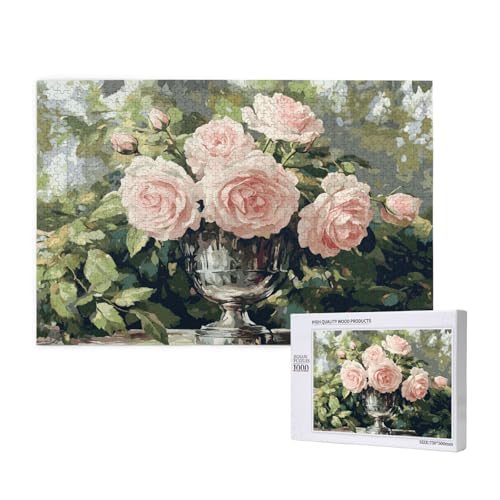 Blume Puzzle 300 Teile Erwachsene, DIY Rosa Puzzle Design für Erwachsene und Kinder ab 5 Jahren, HD Farbe Puzzel mit Geschenkbox Verpackung for Wand Zimmer Deko Wohnzimmer, Geschenke für Frauen -2352 von Wjffnzbz