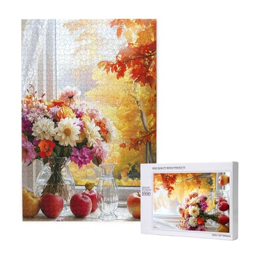 Blume Puzzle 500 Teile Erwachsene, DIY Apfel Puzzle Design für Erwachsene und Kinder ab 5 Jahren, HD Farbe Puzzel mit Geschenkbox Verpackung for Wand Zimmer Deko Wohnzimmer, Geschenke für Frauen -5853 von Wjffnzbz