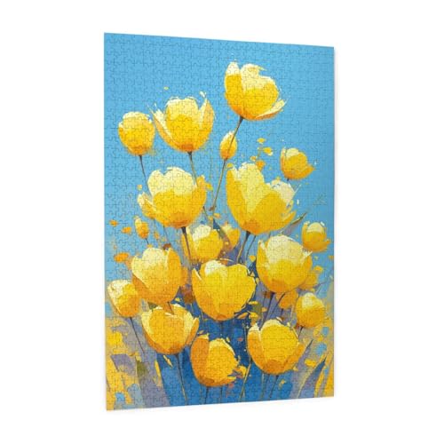 Blume Puzzle 500 Teile Erwachsene, DIY Gelb Puzzle Design für Erwachsene und Kinder ab 5 Jahren, HD Farbe Puzzel mit Geschenkbox Verpackung for Wand Zimmer Deko Wohnzimmer, Geschenke für Frauen -7618 von Wjffnzbz