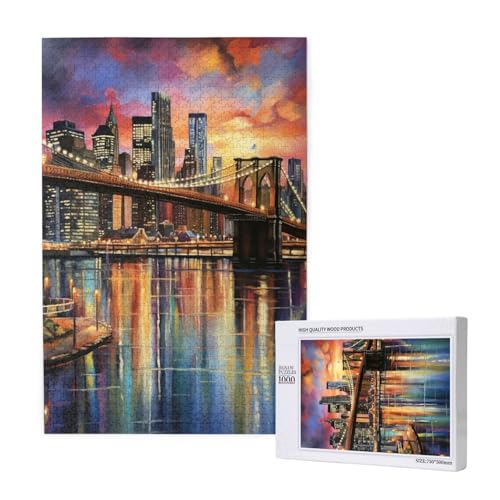 Brücke Puzzle 1000 Teile Erwachsene, Stadtbild Puzzle Design für Erwachsene und Kinder ab 5 Jahren, HD Farbe Puzzel mit Geschenkbox Verpackung for Zimmer Deko Wohnzimmer, Geschenke für Frauen -5159 von Wjffnzbz