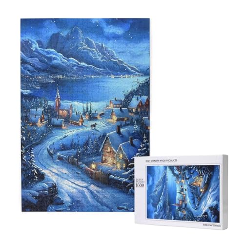 Dorf Puzzle 300 Teile Erwachsene, DIY Schneeszene Puzzle Design für Erwachsene und Kinder ab 5 Jahren, HD Farbe Puzzel mit Geschenkbox Verpackung for Zimmer Deko Wohnzimmer, Geschenke für Frauen -5197 von Wjffnzbz