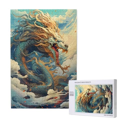 Drachen Puzzle 500 Teile Erwachsene, DIY Fantasie Puzzle Design für Erwachsene und Kinder ab 5 Jahren, HD Farbe Puzzel mit Geschenkbox Verpackung for Zimmer Deko Wohnzimmer, Geschenke für Frauen -6608 von Wjffnzbz