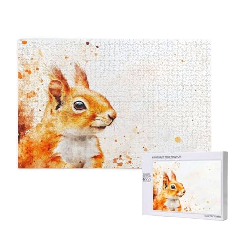 Eichhörnchen Puzzle 1000 Teile Erwachsene, Kunst Puzzle Design für Erwachsene und Kinder ab 5 Jahren, HD Farbe Puzzel mit Geschenkbox Verpackung for Zimmer Deko Wohnzimmer, Geschenke für Frauen -1794 von Wjffnzbz