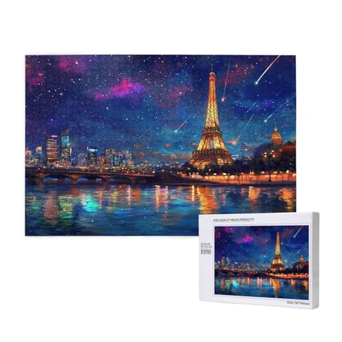 Eiffelturm Puzzle 1000 Teile Erwachsene, DIY Sternenhimmel Puzzle Design für Erwachsene und Kinder ab 5 Jahren, Puzzel mit Geschenkbox Verpackung for Zimmer Deko Wohnzimmer, Geschenke für Frauen -2329 von Wjffnzbz