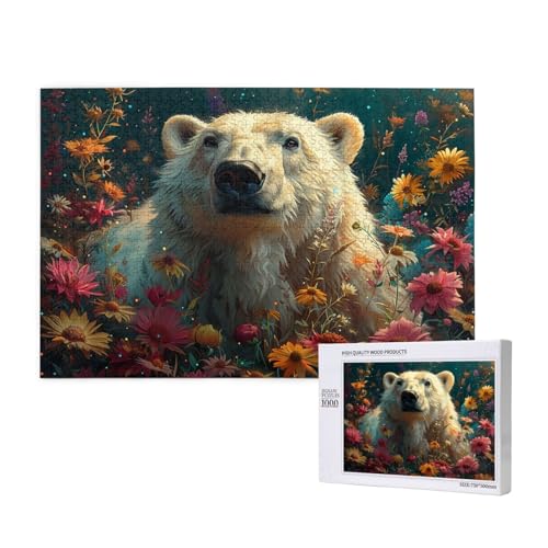 Eisbär Puzzle 300 Teile Erwachsene, 5D DIY Blume Puzzle Design für Erwachsene und Kinder ab 5 Jahren, HD Farbe Puzzel mit Geschenkbox Verpackung for Zimmer Deko Wohnzimmer, Geschenke für Frauen -4387 von Wjffnzbz