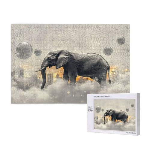 Elefant Puzzle 1500 Teile Erwachsene, 5D DIY Tier Puzzle Design für Erwachsene und Kinder ab 5 Jahren, HD Farbe Puzzel mit Geschenkbox Verpackung for Zimmer Deko Wohnzimmer, Geschenke für Frauen -200 von Wjffnzbz