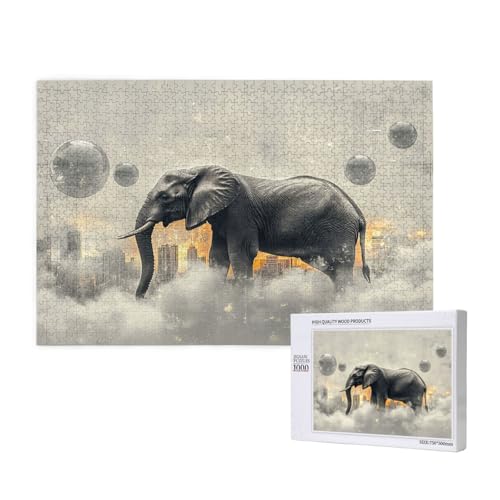 Elefant Puzzle 300 Teile Erwachsene, 5D DIY Tier Puzzle Design für Erwachsene und Kinder ab 5 Jahren, HD Farbe Puzzel mit Geschenkbox Verpackung for Zimmer Deko Wohnzimmer, Geschenke für Frauen -197 von Wjffnzbz