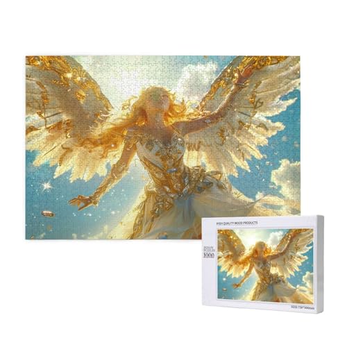 Engel Puzzle 1000 Teile Erwachsene, DIY Gold Puzzle Design für Erwachsene und Kinder ab 5 Jahren, HD Farbe Puzzel mit Geschenkbox Verpackung for Wand Zimmer Deko Wohnzimmer, Geschenke für Frauen -819 von Wjffnzbz