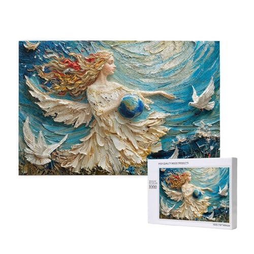 Engel Puzzle 500 Teile Erwachsene, weiße Taube Puzzle Design für Erwachsene und Kinder ab 5 Jahren, HD Farbe Puzzel mit Geschenkbox Verpackung for Zimmer Deko Wohnzimmer, Geschenke für Frauen -1298 von Wjffnzbz