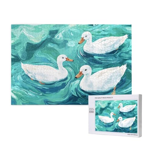 Ente Puzzle 500 Teile Erwachsene, DIY Weiß Puzzle Design für Erwachsene und Kinder ab 5 Jahren, HD Farbe Puzzel mit Geschenkbox Verpackung for Wand Zimmer Deko Wohnzimmer, Geschenke für Frauen -2043 von Wjffnzbz