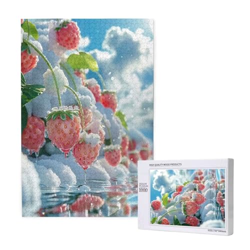 Erdbeere Puzzle 300 Teile Erwachsene, DIY Schnee Puzzle Design für Erwachsene und Kinder ab 5 Jahren, HD Farbe Puzzel mit Geschenkbox Verpackung for Zimmer Deko Wohnzimmer, Geschenke für Frauen -7132 von Wjffnzbz